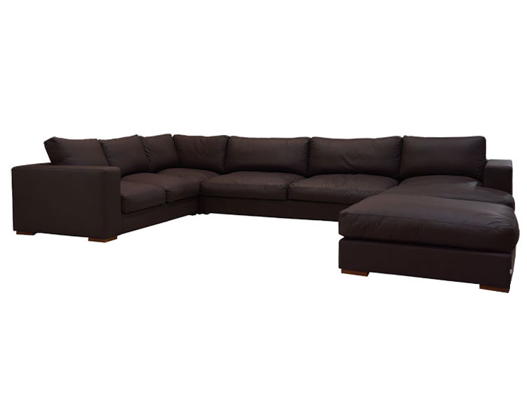 Sectional Corner Sofa with Ottoman (Leather) (Used)