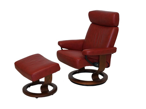 Recliner Chair w/Ottoman (Leather) (Used)