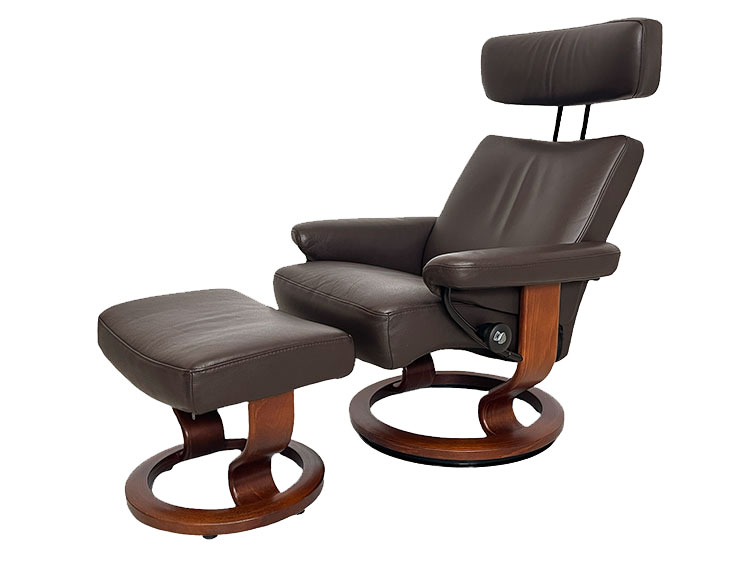 Recliner Chair w/Ottoman (Leather) (Used)